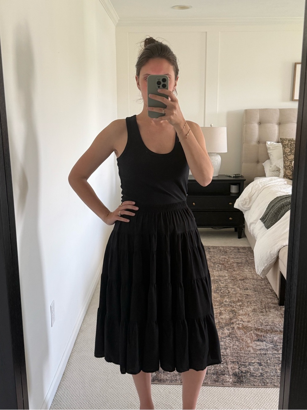 H&M - Black Tiered Midi Skirt - Women